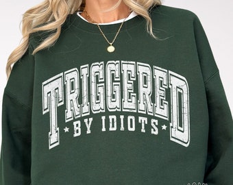 Triggered By Idiots Svg Png, Funny Svg Png, Adult Humor Svg Png, Sarcasm Svg Png, Snarky svg png, Retro Design, Sublimation, cut file