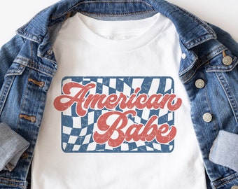 American Babe svg png, kariertes American Babe png png, 4.Juli svg png, Retro 4. Juli svg, Unabhängigkeitstag svg png