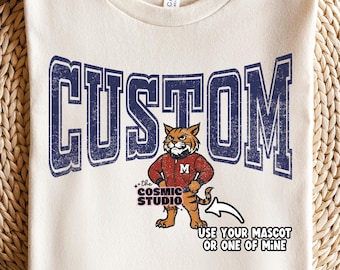 Custom School Mascot PNG: Retro Team Spirit Design (Digital Download