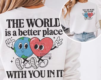 Motivational Earth Heart PNG: Mental Health Awareness (Digital Download)