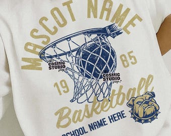 Custom Basketball Mascot PNG: Retro School Spirit Design, Digital Download