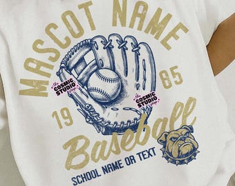 Custom Baseball Mascot PNG: Retro School Spirit Design, Digital Download