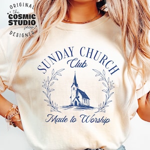 Sunday Church Club png, Made to Worship Png, christliches ästhetisches Design, Retro christliches png, religiöses Png, Glaube Png, Jesus Sublimation