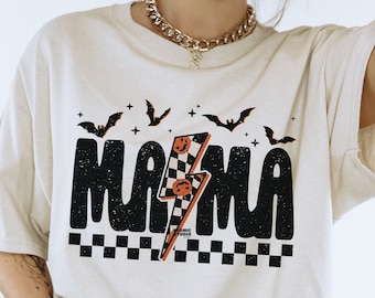 Checkered Spooky Mama PNG, Spooky Mama png, Retro halloween png, trending png, Gothic png, Bat halloween png, Mama png, Halloween Mom png