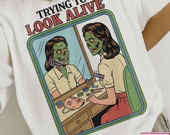 Trying to Look Alive PNG, Adult Humor, Retro Funny Design, Funny Anxiety, Mental Health, Funny Mom shirt design, Digital Download