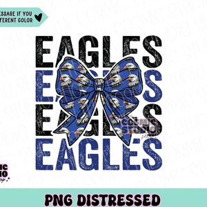 Eagles PNG Digital Design Download, retro mascot png, school spirit png, team spirit png, school designs, team name png, Coquette bow
