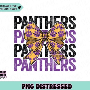 Panters PNG digitaal ontwerp downloaden, retro mascotte png, schoolgeest png, teamgeest png, schoolontwerpen, teamnaam png, coquette bow