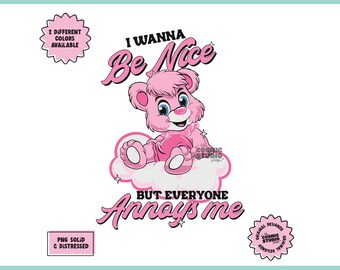 I wanna be nice Png, Retro Unicorn png, Adult Humor Png, Funny Png, Sarcastic Png, Sublimation, Retro Funny Png, Funny Shirt Design