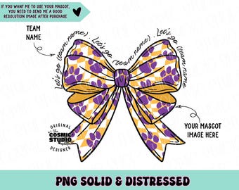 Custom Coquette Bow School Spirit Png, Custom School PNG, Coquette Bow Png, School Png, Checkered Bow png, Custom Sport Png, Custom Mascot