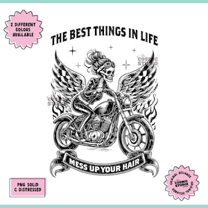As Melhores Coisas da Vida Bagunçam Seu Cabelo PNG, Imprimir, Passeio, Rider, Riding Png, Sublimação, Bicicleta, Motociclista, Motocicleta, Messy Bun Png, Arquivo Digital