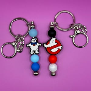 Ghostbusters Keychain or Bag Charm | Who You Gonna Call | 80s Movie Accessory, Retro Fandom Keyring, Geek Gift, Stay Puft, No Ghosts