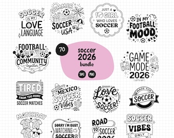 Fußball SVG PNG Bundle | 70 Fußball 2026 Doodles | Fußball Clipart | Kommerzielle Nutzung