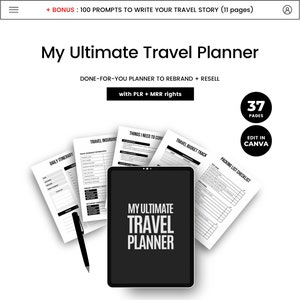 Travel Planner, PLR Planner, Editable Canva Template, Done For You, Itinerary Planner, Printable Planner, Vacation Planner, Trip Planner