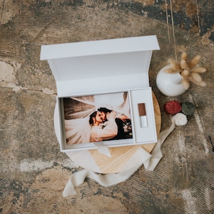 Linnen fotodoos 4x6 voor afdrukken en USB