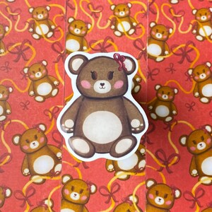 Etiqueta do urso de peluche do Coquette de <br> Crie Seu Próprio Produto! Decalque de vinil fofo e brilhante