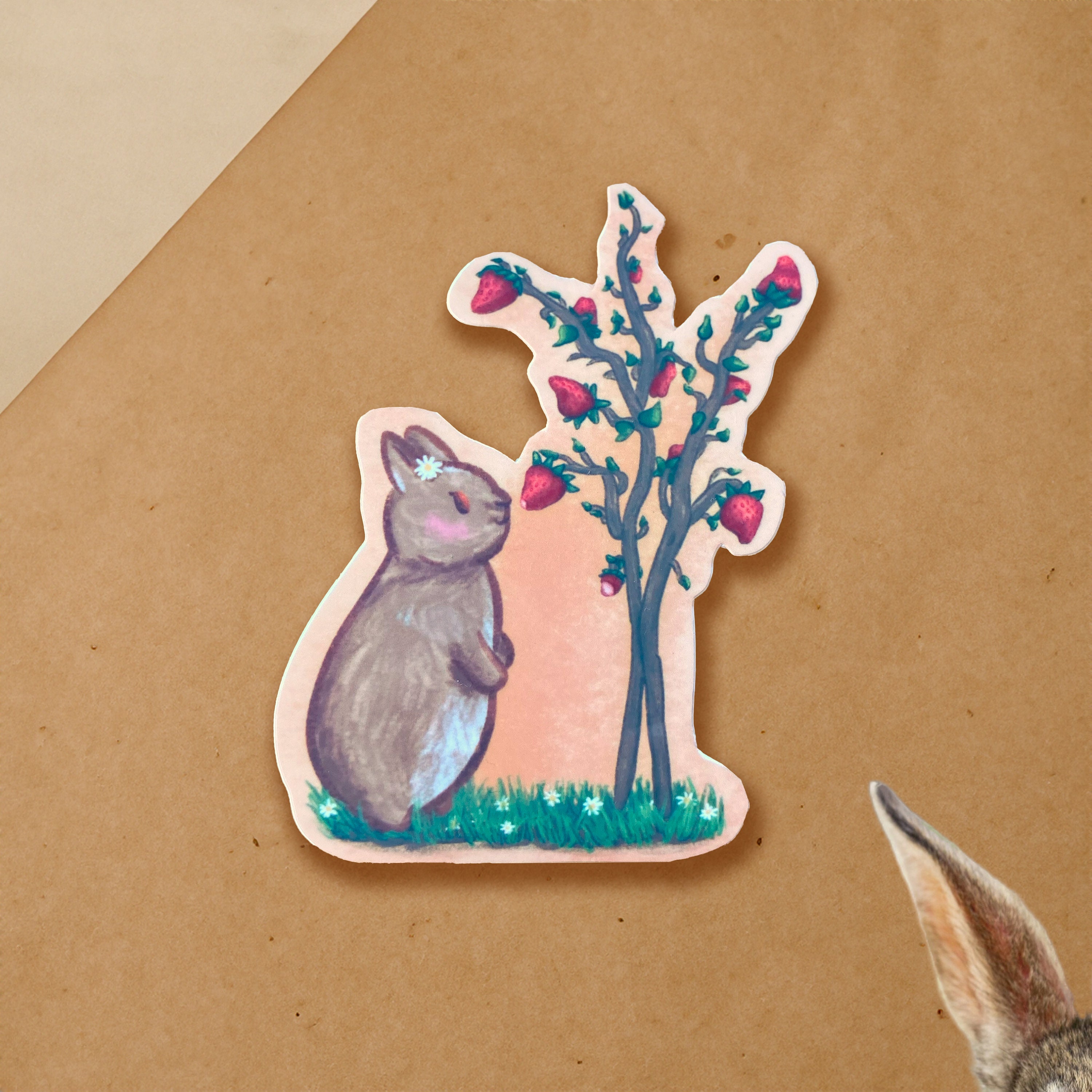 絵画 strawberry & cutie rabbit ur,mouse_pad_small_flatlay,