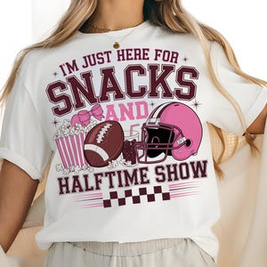 I&#39;m Just Here For Snacks and Halftime Show PNG, Retro Checkered Football PNG, Funny Football Game Day Coquette Bow Png, Funny Football Png