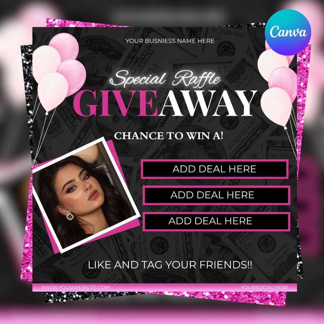 Giveaway Flyer Template, Raffle Flyer, Instagram Promotion (digital ...