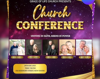DIY Church Conference Flyer Template, Social Media (Canva, PDF)
