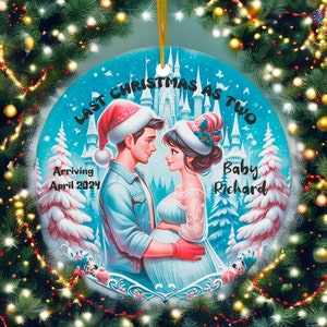 Personalized Last Christmas as Two, Baby Announcement Christmas Ornament , Pregnancy Announcement, Family of three, Gift for New Parents