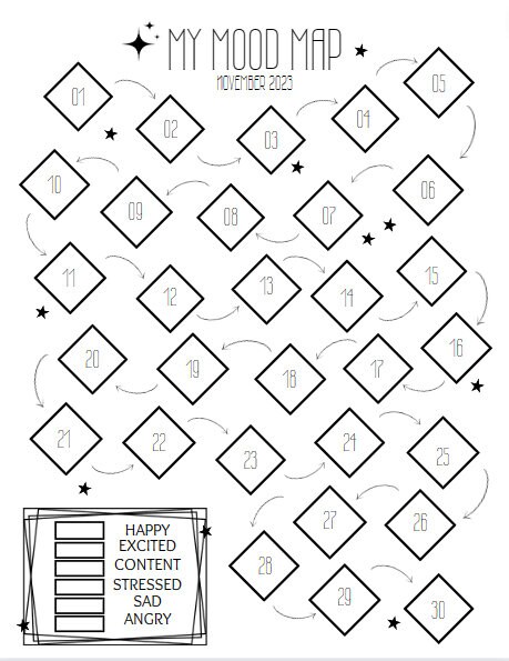 Printable 14-month Mood Tracking Chart - Etsy