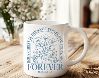 Boho Christian Bible Verse Ceramic Mug, Jesus Quote Coffee Cup, 11oz, Religious Gift, Scripture Tea Mug, Inspirational Drinkware