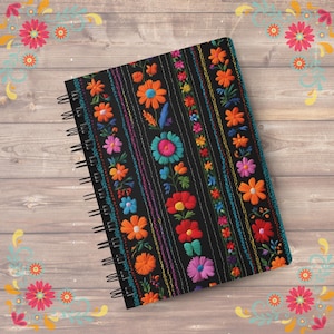 Spanish Inspired Floral Mexican Spiral Bound Journal - Notebook Diary Sketchbook Stationery Gift, Journaling, Art Supplies, Mexican Decor