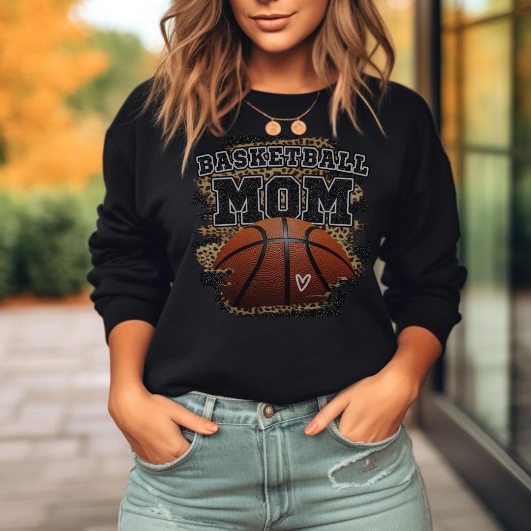 Custom Basketball Mom Sweatshirt, Leopard Print Basketball Mom Sweatshirt, Custom With Player