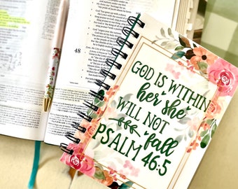 Floral Bible Study Journal – Psalm 46:5 Scripture Verse