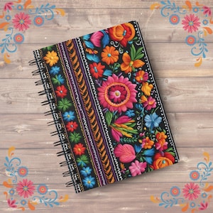 Spanish Inspired Floral Mexican Spiral Bound Journal - Notebook Diary Sketchbook Stationery Gift, Journaling, Art Supplies, Mexican Decor