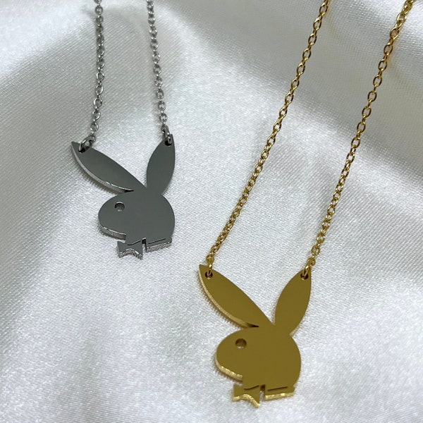 Playboy Bunny Necklace, Pendant Necklace, Fashion Necklace, Playboy Jewelry, Stainless Steel Necklace