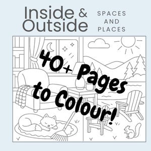Inside and Outside Spaces - Printable Coloring Book - PDF Coloring Book for Adults and Kids - Digital Download