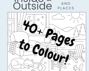 Cozy Spaces Coloring Book: Indoor & Outdoor Scenes (Digital Download)