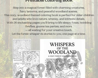 Cozy Forest Animals & Fairy Scenes Colouring Book (Digital Download)