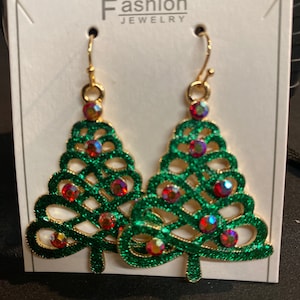 Christmas Holiday Tree Loop Earrings