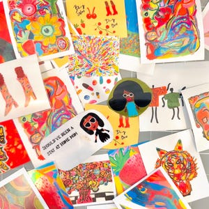 Mystery Sticker Pack – 5 Original Vinyl Stickers • Surprise Art Stickers • Artist-Curated Mix, Waterproof & Laminated