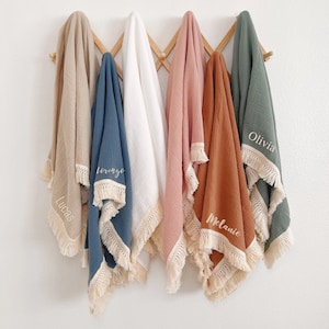 Embroidered Personalized Baby Muslin Swaddle Blanket
