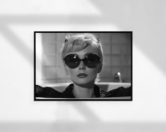 Bathtub Brigitte Bardot ( Vintage Print, Black and White Photography, Photography Prints, Home Decor, Digital Download )