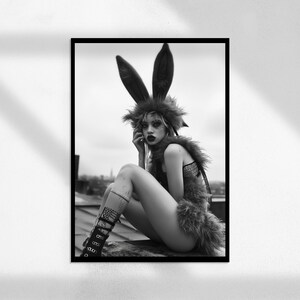 Bunny Girl 3 ( Fashion Photography, Vintage Photography, Black and White, Retro Photo Art, Vintage Portrait Nudity Art)