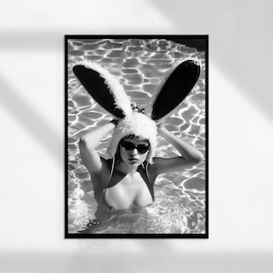 Bunny Girl 2 ( Fashion Photography, Vintage Photography, Black and White, Retro Photo Art, Vintage Portrait Nudity Art)