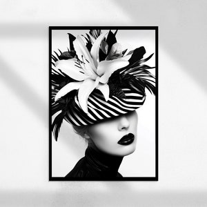 Flower Crowned ( Retro Photo Art, Black and White Photography, Helmut Newton Inspired Art, Fine Art Photography )