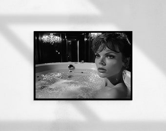 Bubbles Bathtub ( Vintage Print, Black and White Photography, Photography Prints, Bedroom Decor, Digital Download )