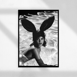 Bunny Girl ( Fashion Photography, Vintage Photography, Black and White, Retro Photo Art, Vintage Portrait Nudity Art)