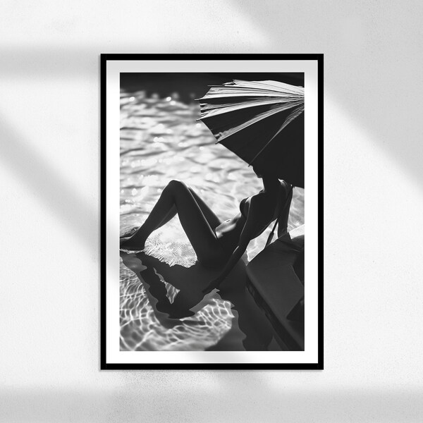 Sun-Kissed ( Fashion Poster, Black and White Wall Art, Vintage Print, Photography Prints,  Helmut Newton Poster, Photo Art Print )