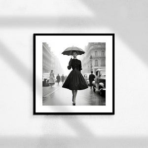 パリのブレラ（白黒ファッション、写真プリント、ファッション写真、ウォールアートプリント、ファッションウォールアート、デジタルダウンロード）
