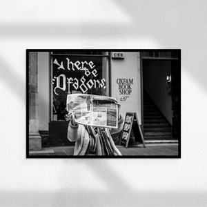 Newspaper Poster ( Newspaper Poster Print, Black and White Wall Art, Vintage Print, Photography Prints, Photo Art Print )