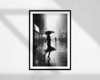 Moments (art mural féministe, chambre d'ado, noir et blanc, photographie de mode, décoration murale ombragée, Fun Girl)