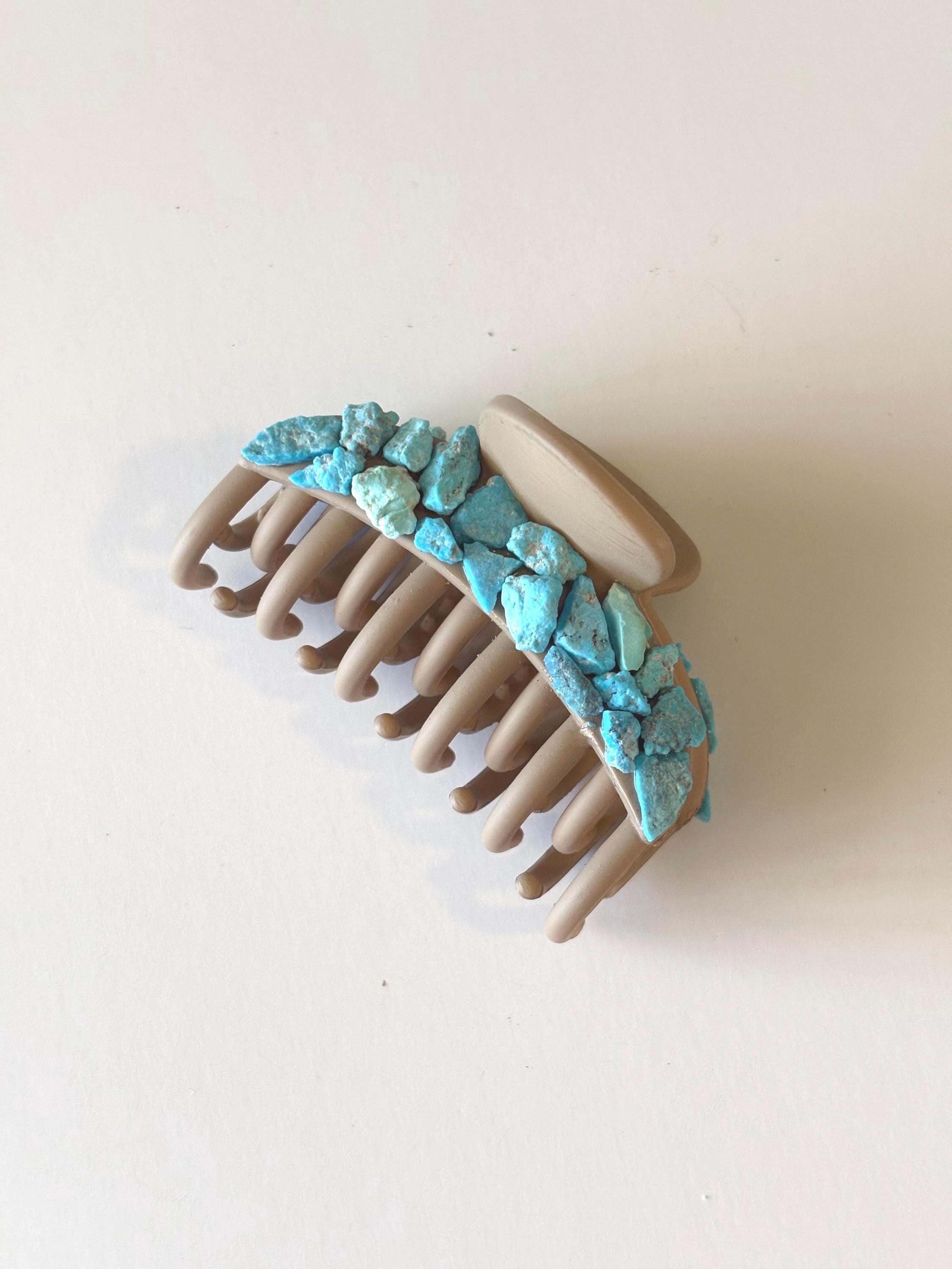 Turquoise Silver Hair Claw Clip - Etsy
