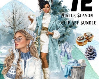 72 Gemütliche Winter Clipart, Aquarell Schneeflocke, Winter Gemütlichkeit png Bundle, Cottagecore, Digitale Aufkleber, Scrapbooking