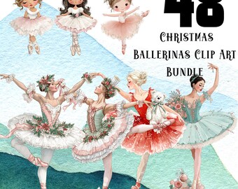 Christmas Ballerina Clipart: Watercolor Nutcracker Ballet PNGs (Digital Download)